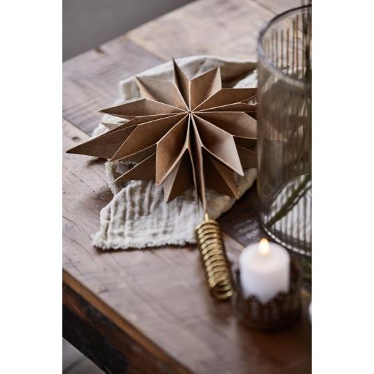 Ib Laursen Christbaumstern Papier natur m/messingfarbenem Halter Ø:25 cm