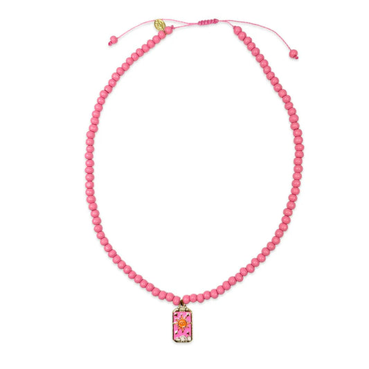 Escapulario Symbol-Kette Apricot mit Lucky Charm Anhänger - pink