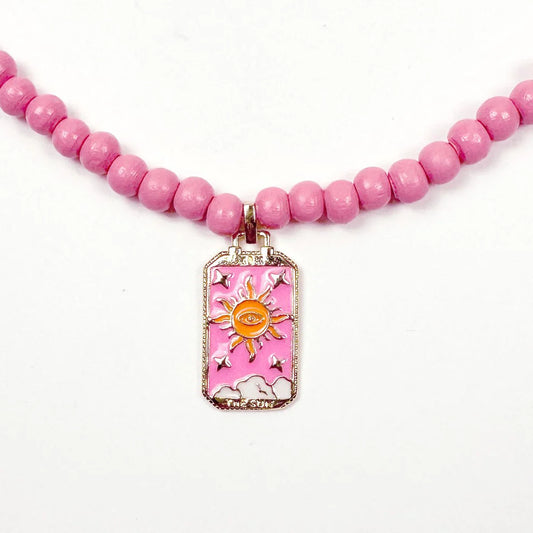 Escapulario Symbol-Kette Apricot mit Lucky Charm Anhänger - pink