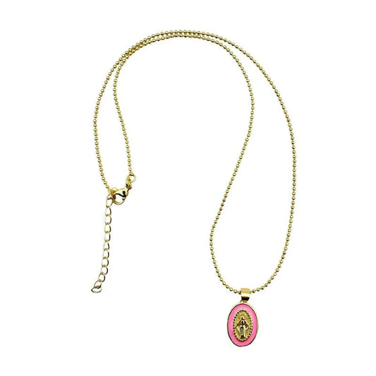 Escapulario Goldkettchen mit Madonna -rosa
