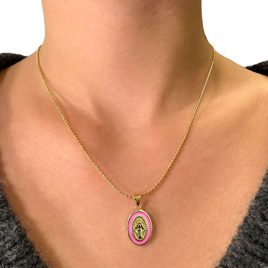 Escapulario Goldkettchen mit Madonna -rosa