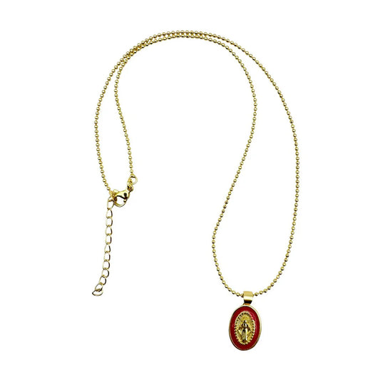 Escapulario Goldkettchen mit Madonna -rot
