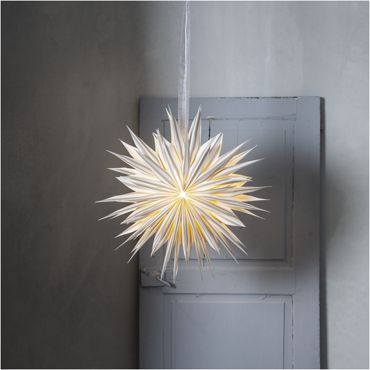 Papierstern "Print" - weiß