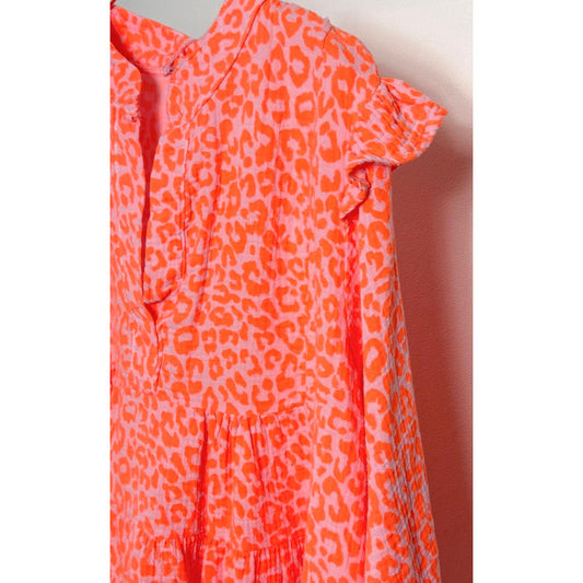 Musselin-Bluse Leoprint -neon-