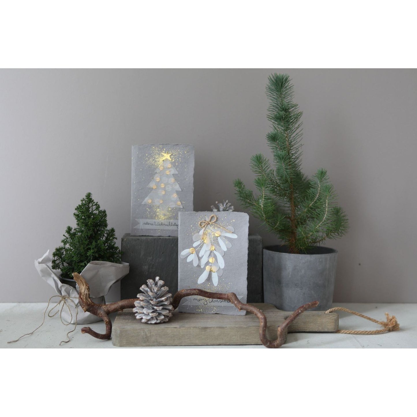 Good old friends - Winterpapierkunstkarte -Schöne Weihnachtstage-