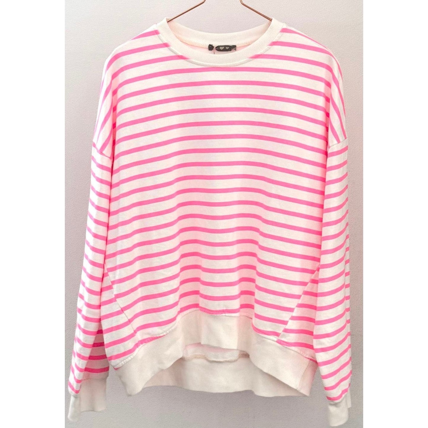 Sweater mit Streifen -neonpink