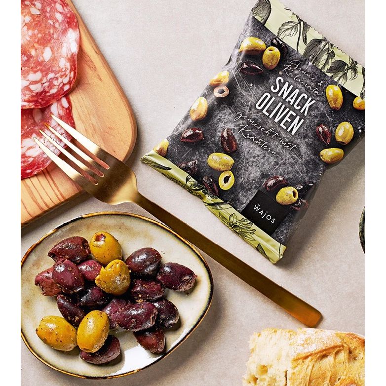 Snack Oliven Kalamata + Grün gemischt mit Kräutern