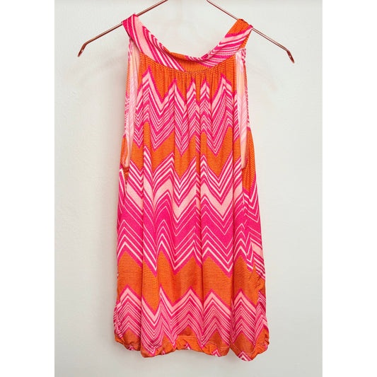 Neckholder Top mit Muster -pink