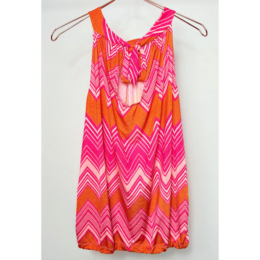 Neckholder Top mit Muster -pink