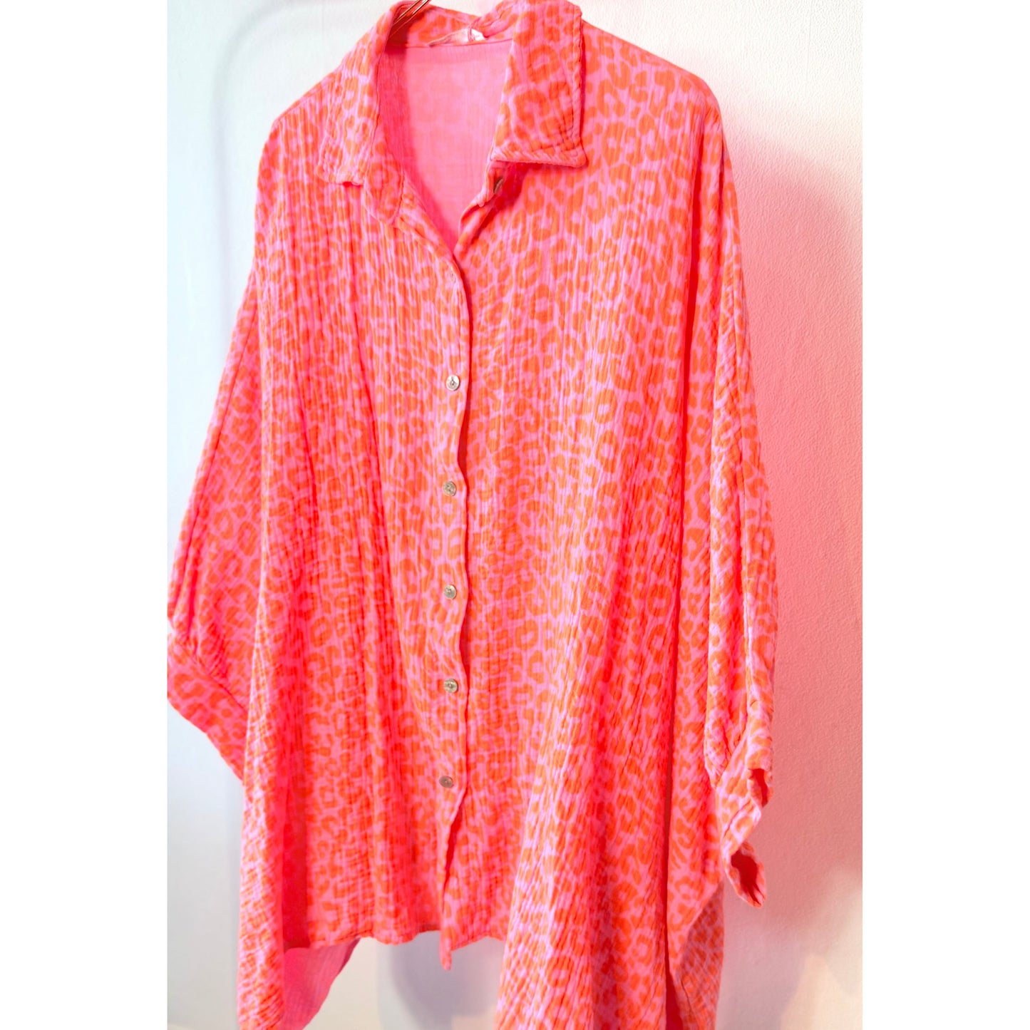 Musselinbluse Leo -neonorange
