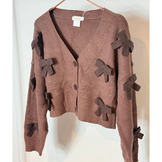Strickjacke mit Schleifen - coffee