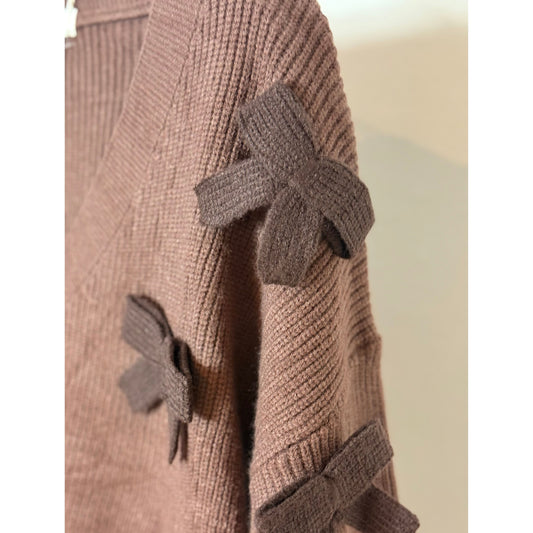 Strickjacke mit Schleifen - coffee