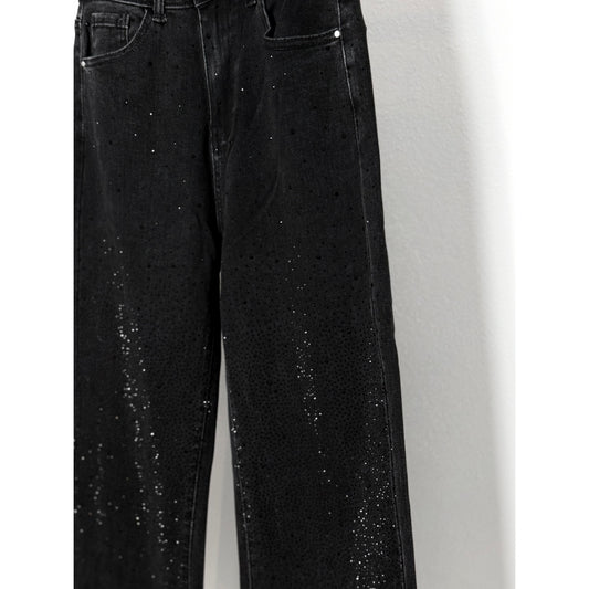 Jeans mit Glitzer - schwarz