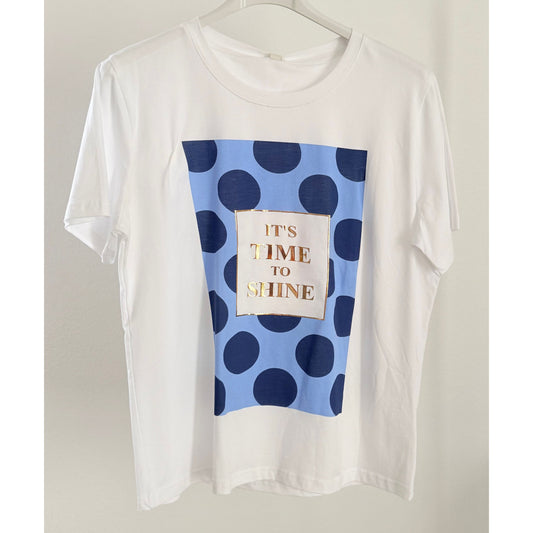 T-Shirt "It´s Time To Shine" Dots - blau