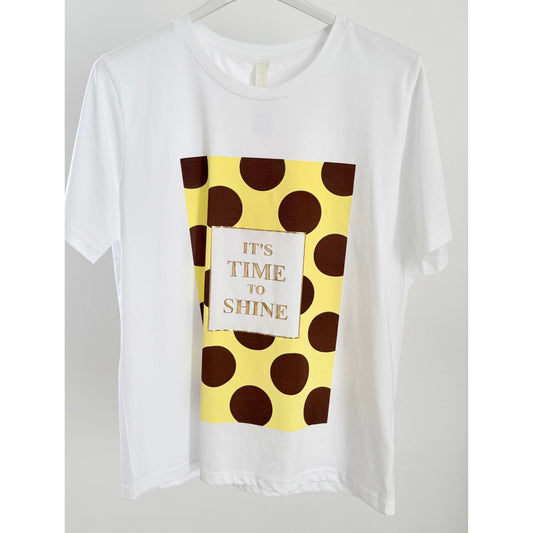 T-Shirt "It´s Time To Shine" Dots - braun gelb
