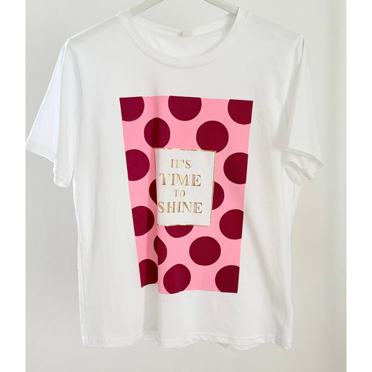 T-Shirt "It´s Time To Shine" Dots - beere