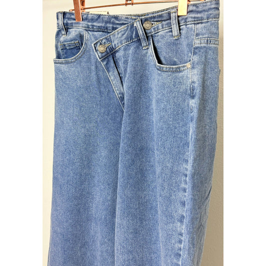 Straight Leg mit asymmetrischen Bund - denim