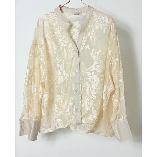Florale transparente Bluse - champagne
