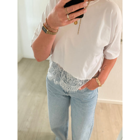T-Shirt mit Lace - weiß
