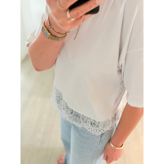 T-Shirt mit Lace - weiß