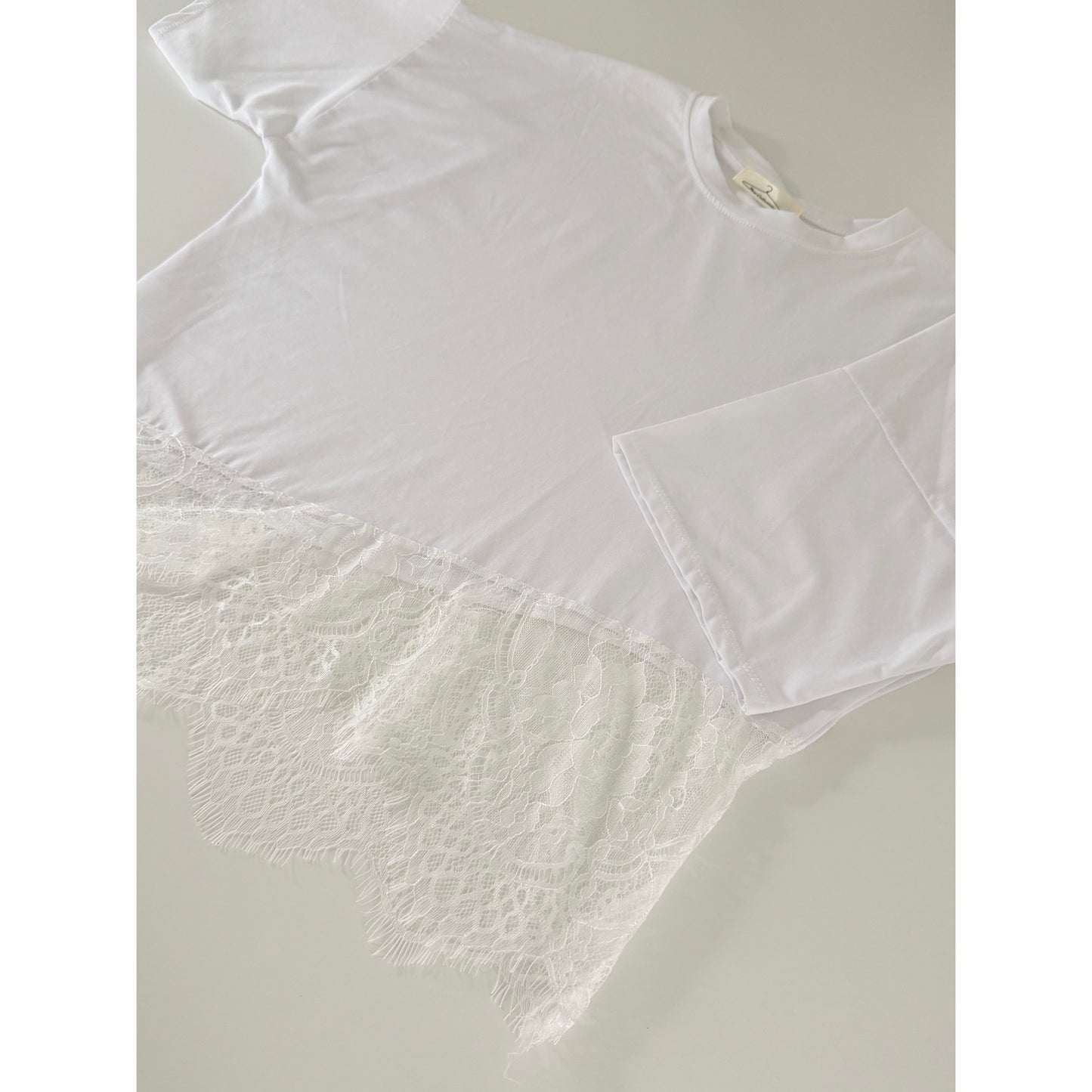 T-Shirt mit Lace - weiß