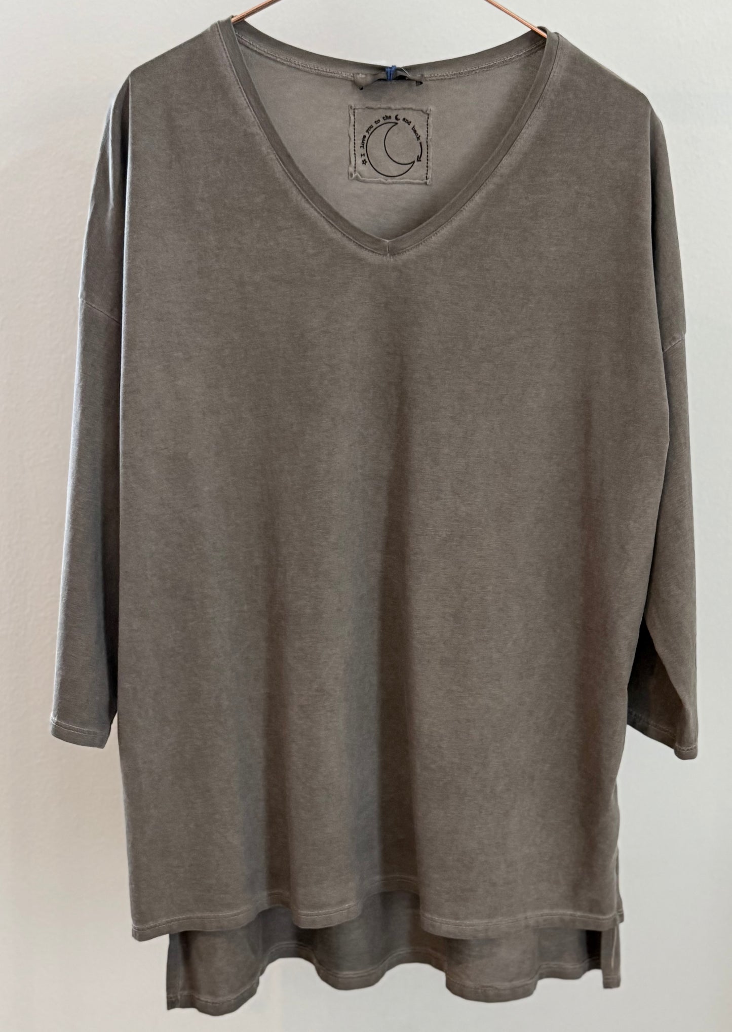 T-Shirt mit 3/4 Ärmel - grau