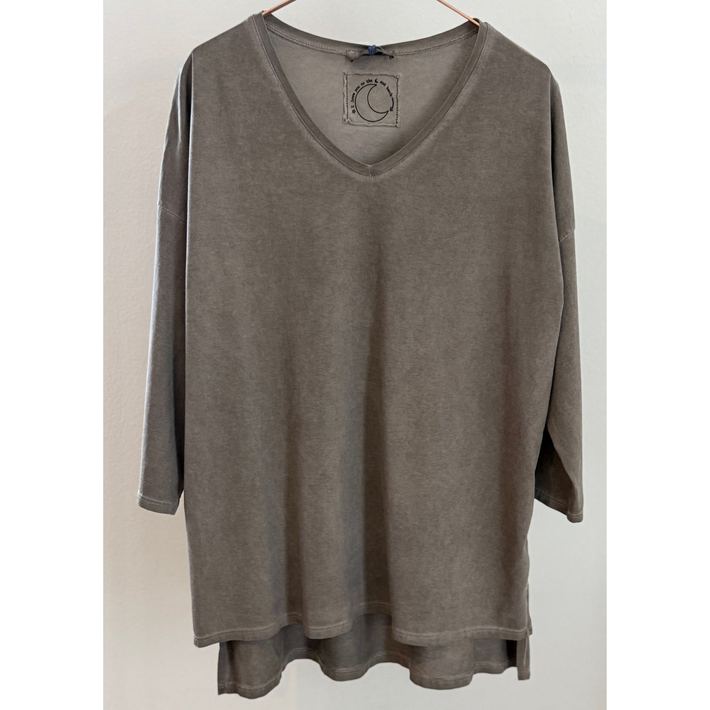 T-Shirt mit 3/4 Ärmel - grau