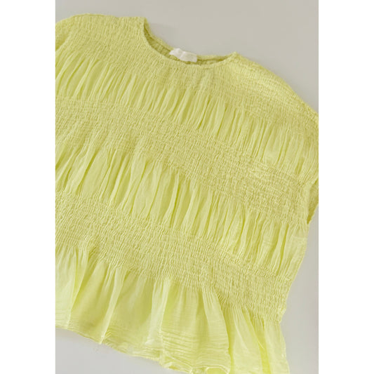 Gesmoktes T-Shirt - butteryellow