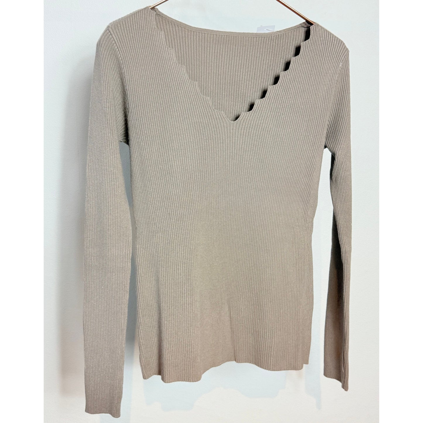 Shirt mit Zick Zack - taupe