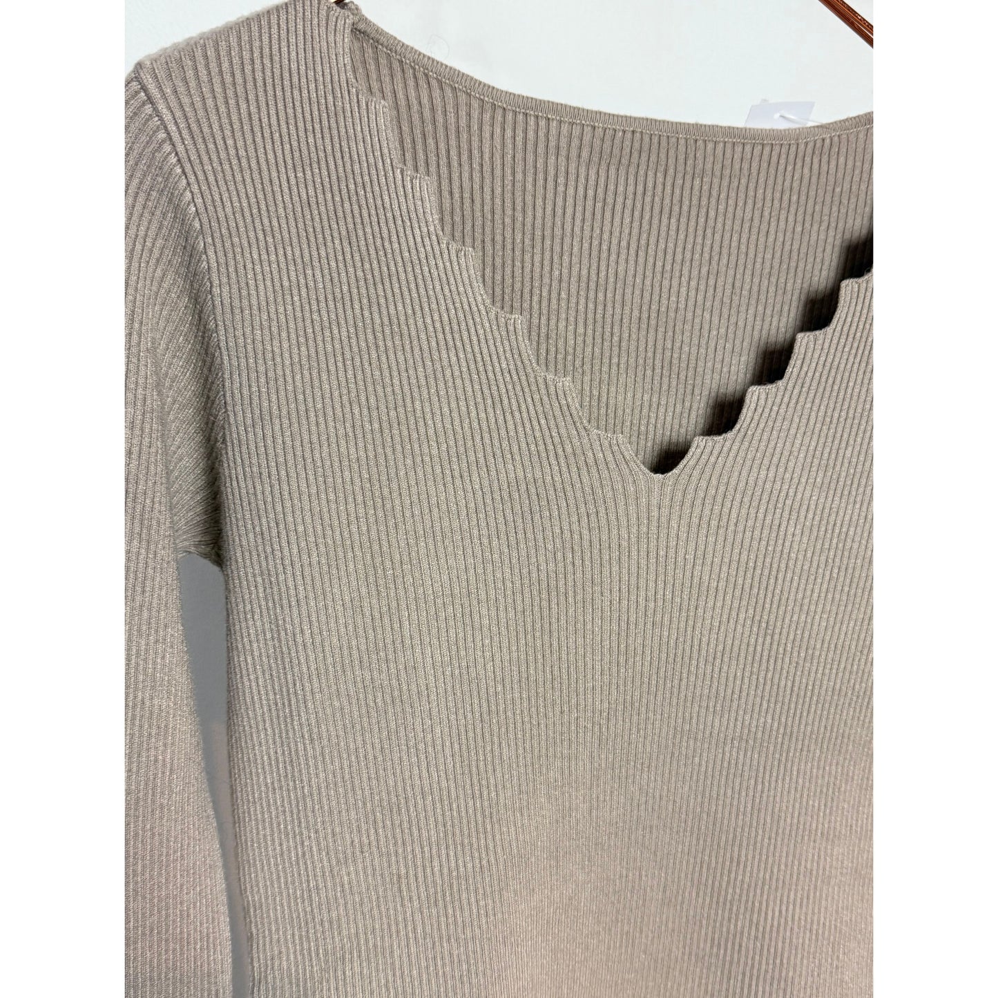 Shirt mit Zick Zack - taupe