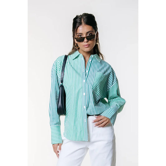 Colourful Rebel Talia Streifenbluse - grün
