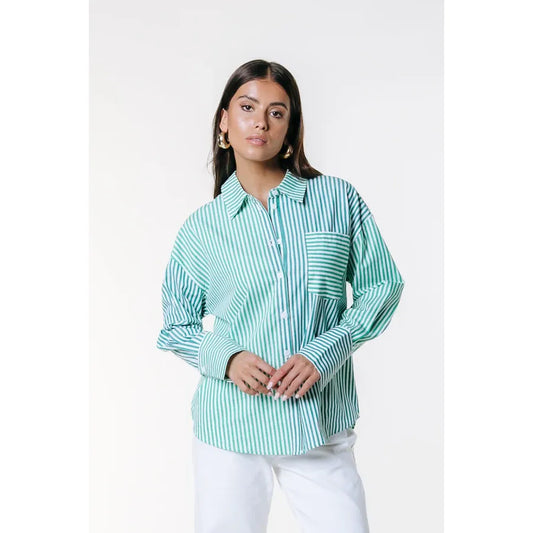 Colourful Rebel Talia Streifenbluse - grün