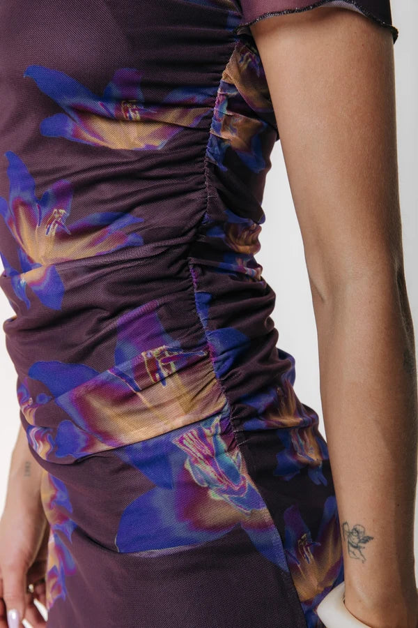 Colourful Rebel Flower Mesh Kleid