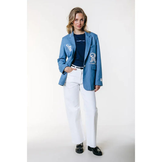 Colourful Rebel Jesra Nadelstreifen-Melange-Blazer - grey blue