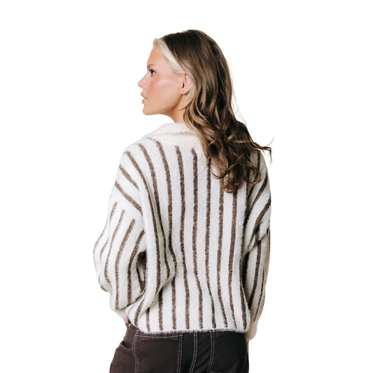 Colourful Rebel Gestreiftes Strick-Poloshirt