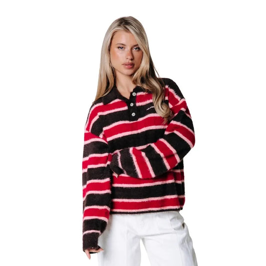 Colourful Rebel Gestreiftes Strick-Poloshirt