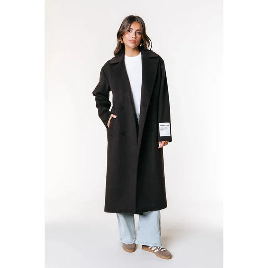 Colourful Rebel Zania Wolllanger Mantel -braun