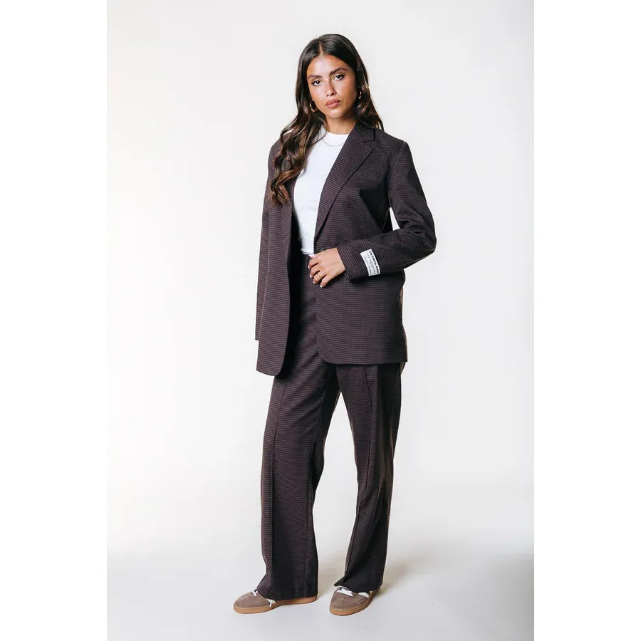Colourful Rebel Russische Dogtooth Straight Hose - brown