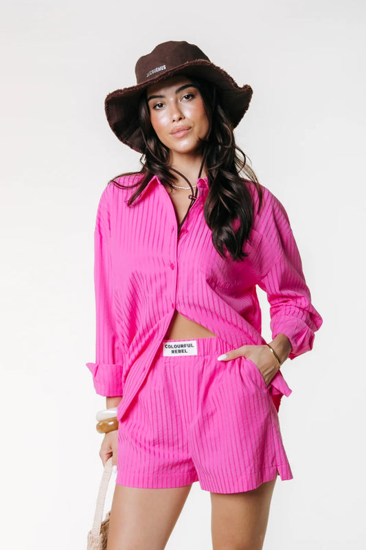 Colourful Rebel Lyn Streifen-Shorts - pink