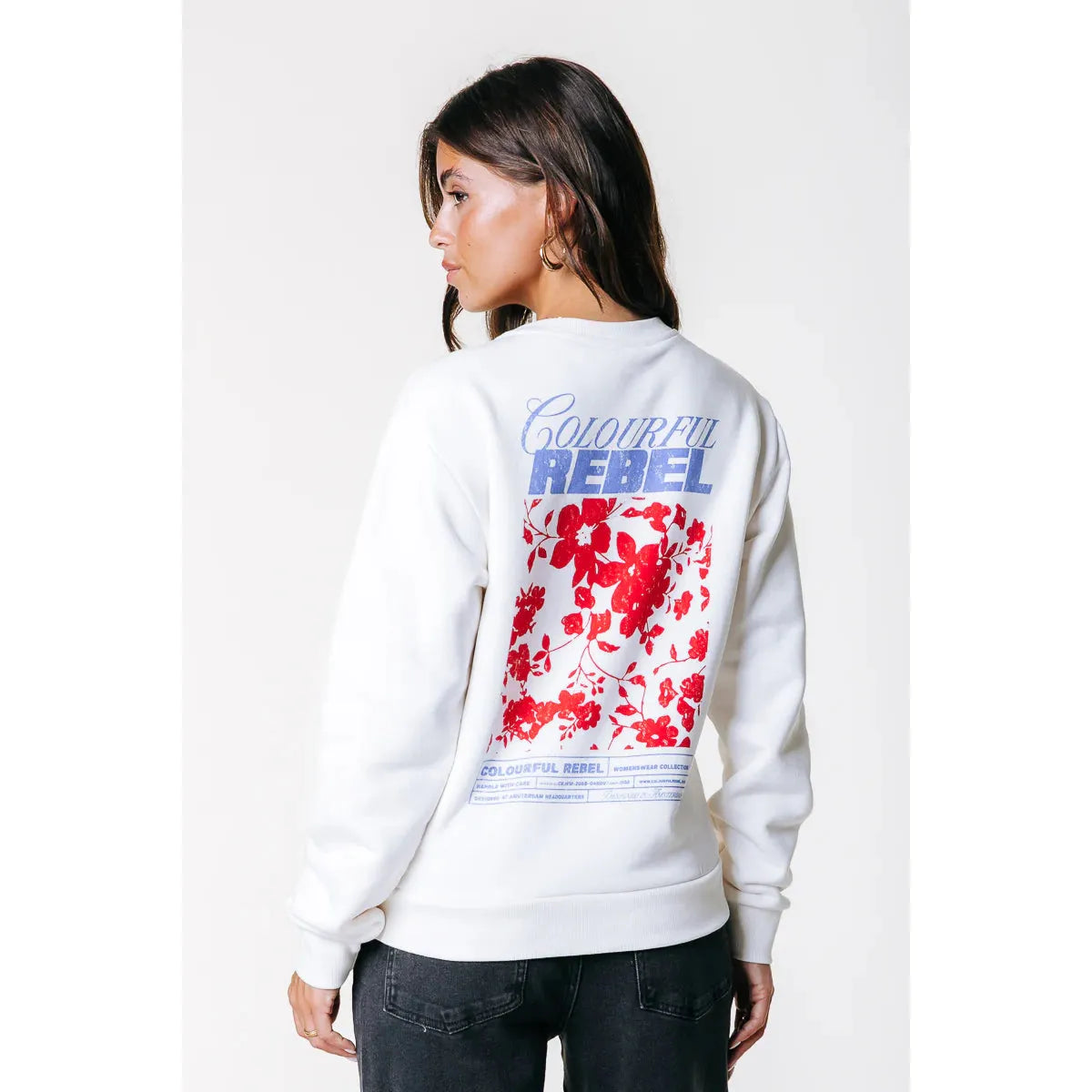 Colourful Rebel Flower Relaxed Sweater - off white