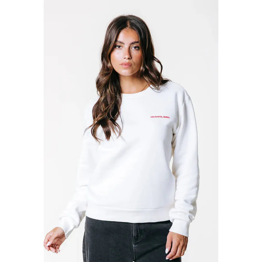 Colourful Rebel Flower Relaxed Sweater - off white