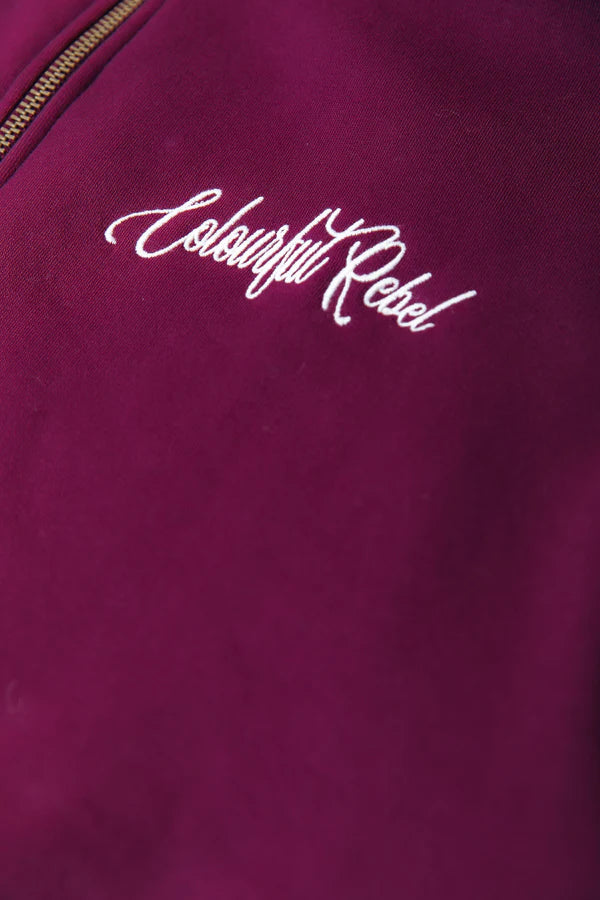 Colourful Rebel Uni striped Cuff Zip Sweatshirt - merlot red