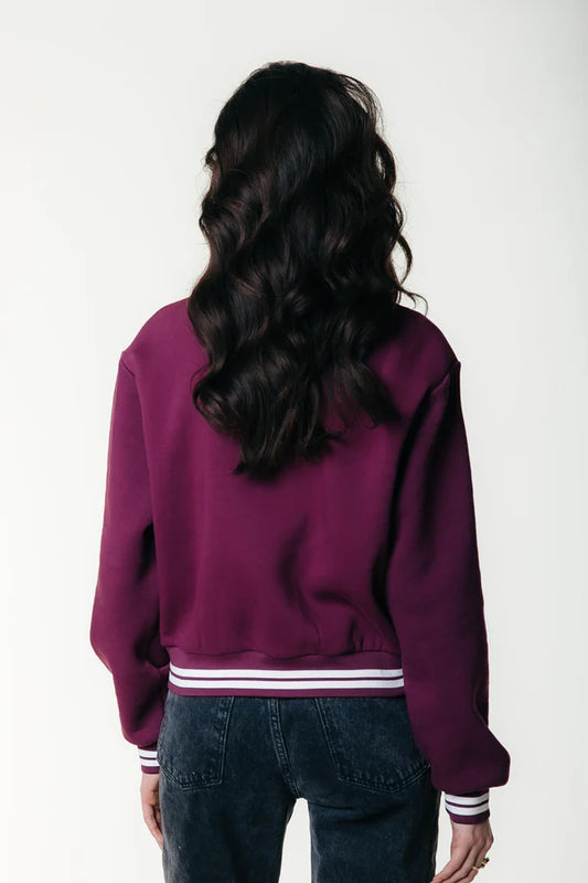 Colourful Rebel Uni striped Cuff Zip Sweatshirt - merlot red