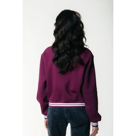 Colourful Rebel Uni striped Cuff Zip Sweatshirt - merlot red