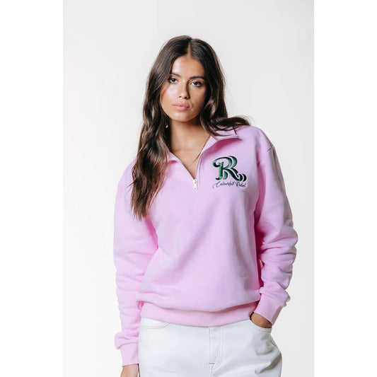 Colourful Rebel Logo Embro Zip Sweat - light pink