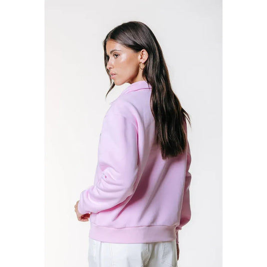 Colourful Rebel Logo Embro Zip Sweat - light pink