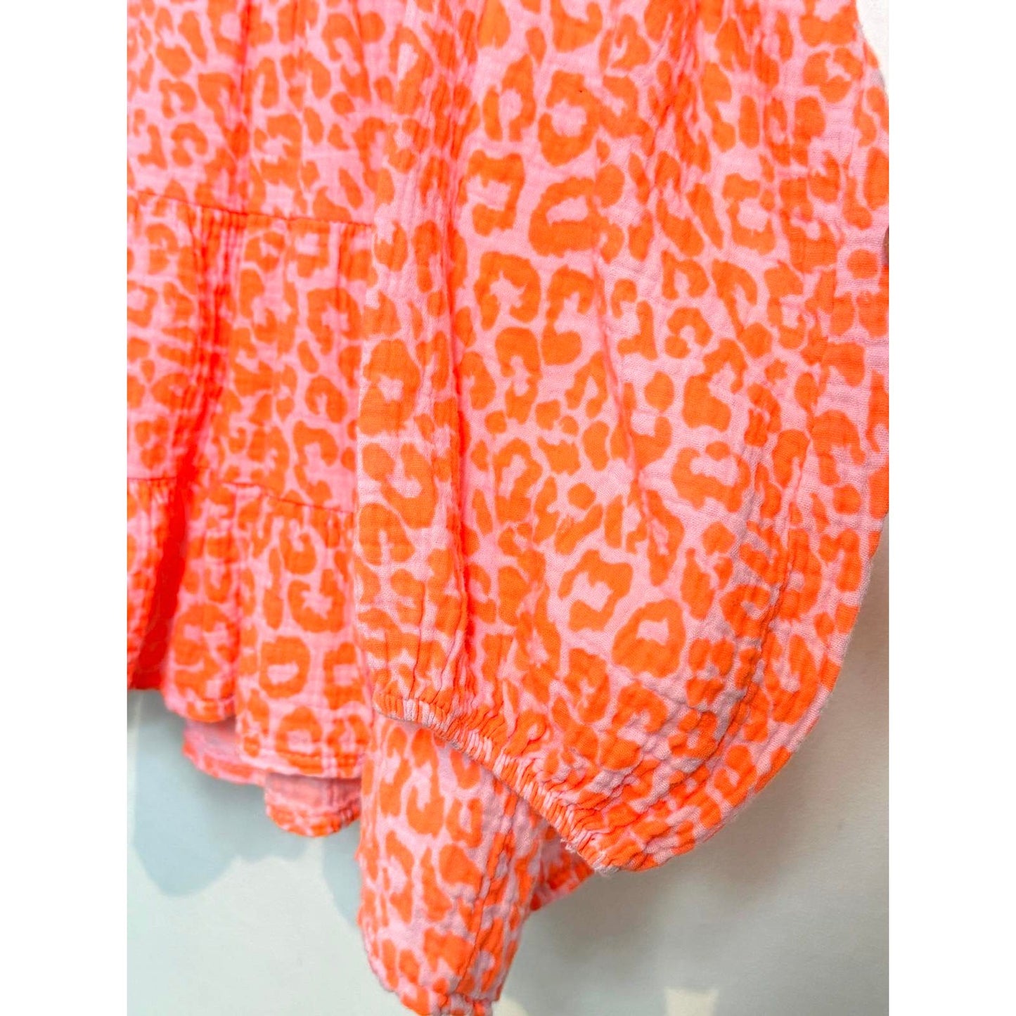 Musselin-Bluse Leoprint -neon-