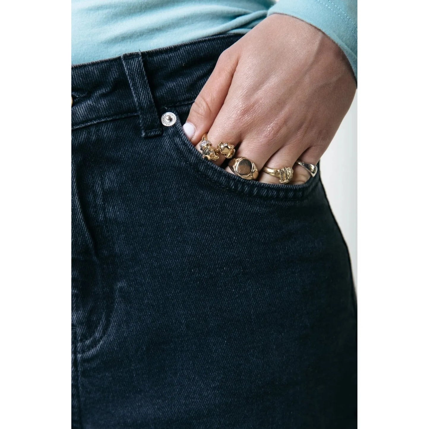 Colourful Rebel Gaias High Rise Wide Leg Denim Hose -dark grey-