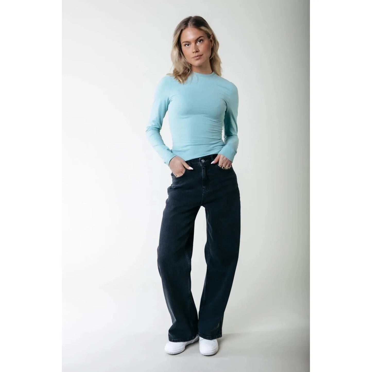 Colourful Rebel Gaias High Rise Wide Leg Denim Hose -dark grey-