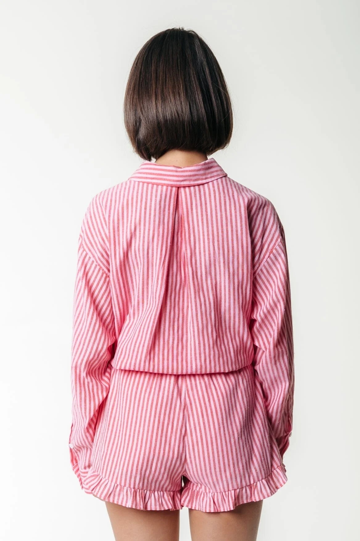Colourful Rebel Sensa Striped Ruffle Shorts -poppy red-